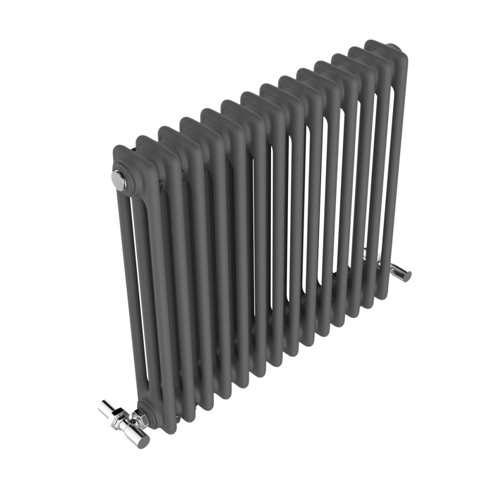 Vintage Anthracite Grey Horizontal Column Radiator – 600mm x 643mm-With ...