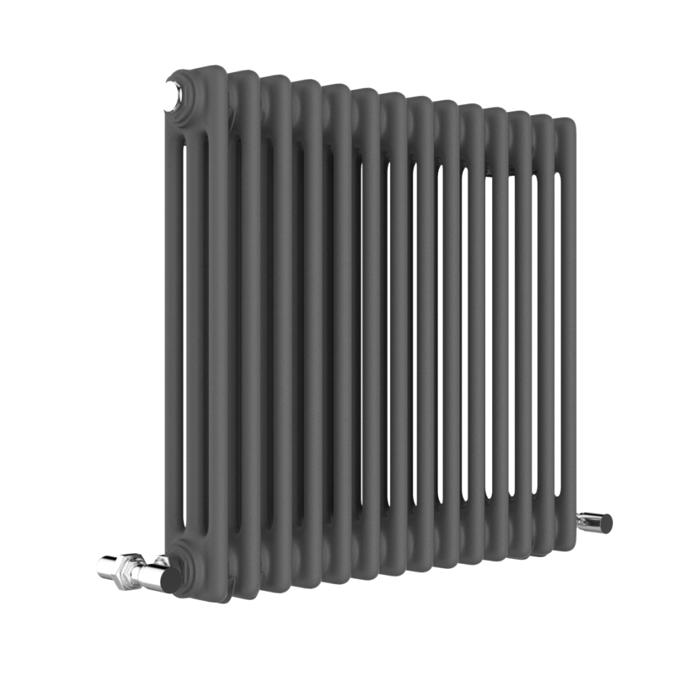 Vintage Anthracite Grey Horizontal Column Radiator – 600mm x 643mm-With ...