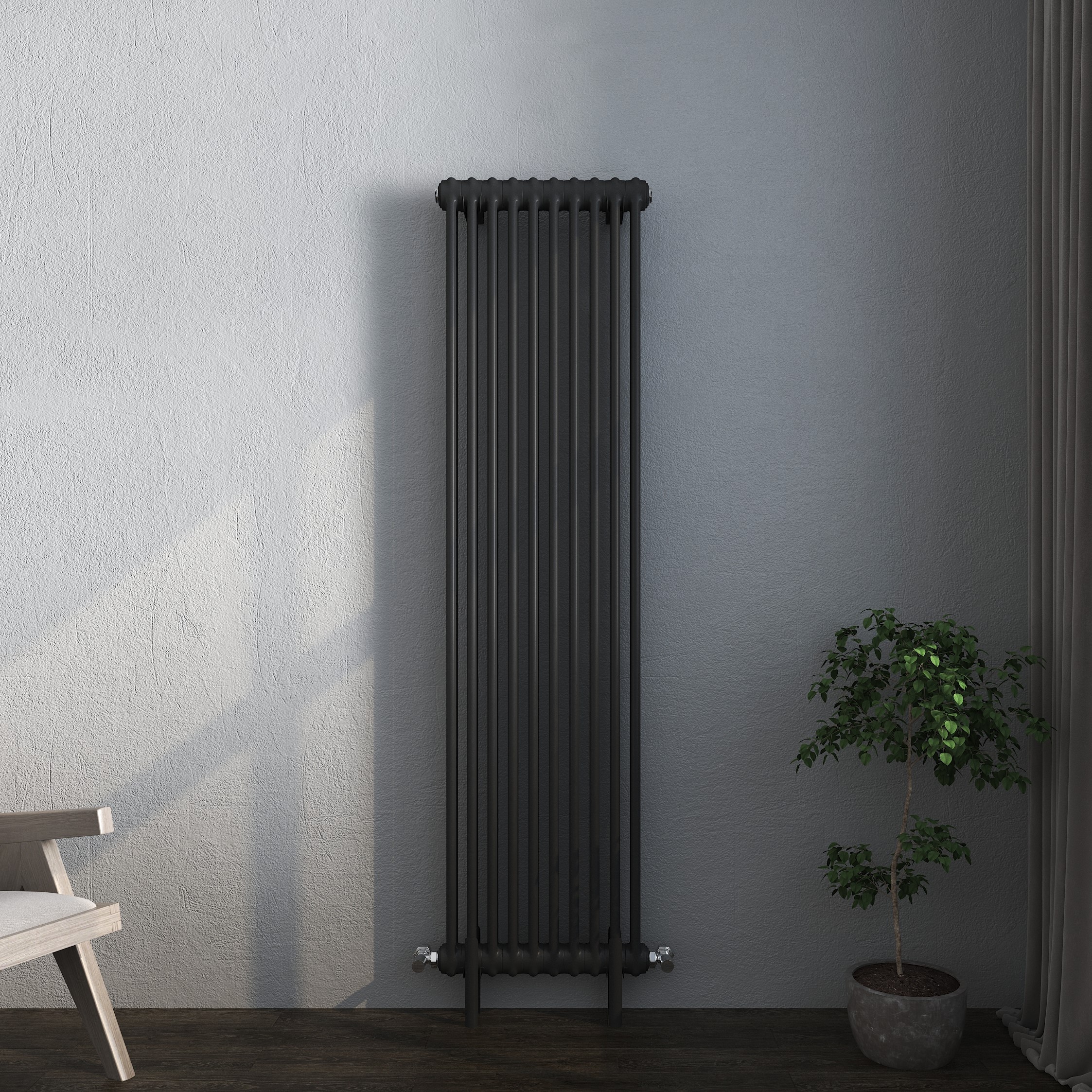 Vintage Column Vertical Radiator Black